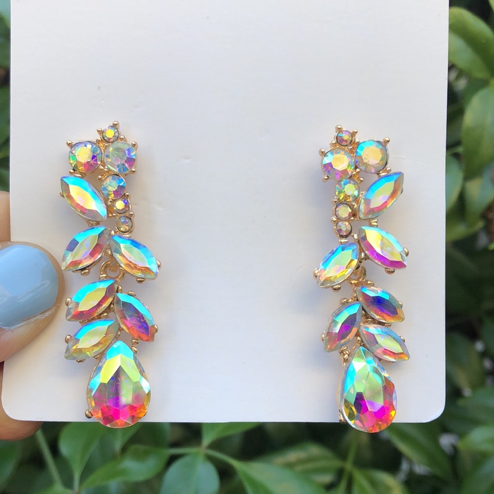 Stunning Aurora Borealis Statement Dangle Earrings - image 5